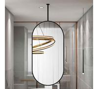 FGXHHS Specchio da Bagno Nero, Ovale, con Cornice in Metallo, da Appendere al soffitto, Ideale per casa e Hotel, Specchio da Trucco HD (40 cm x 60 cm)