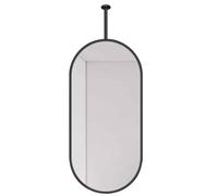 FGXHHS Specchio da Parete Ovale Nero per Bagno, Specchio a LED da Appendere al soffitto, Asta sospesa con Illuminazione a LED - Asta flottante Personalizzabile (50cmx100cm)