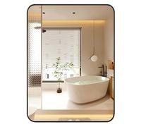FGXHHS Specchio da Trucco per Doccia con Cornice Metallica ad Angoli arrotondati, per Parete, Porta, Camera da Letto, Bagno, Soggiorno (Nero, 60x80 cm)