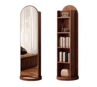 FGXHHS Specchio Girevole con Cornice, Verticale, per spogliatoio, Bagno, Camera da Letto (Noce, 56x166 cm)