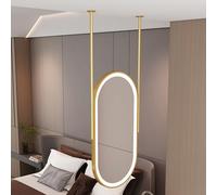 FGXHHS Specchio Moderno con Asta di Supporto, Grande Specchio da Trucco a LED con Cornice in Metallo per Ingresso/Bagno/Soggiorno, Specchio Ovale Illuminato con Bracci di Supporto a soffi