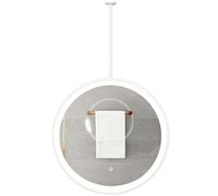 FGXHHS Specchio Rotondo a LED con Cornice e Braccio in Metallo, Grande Specchio da Bagno da Appendere al soffitto sopra Il lavabo, 3 modalità di Colore e luminosità Regolabile (Bianco, di