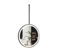 FGXHHS Specchio Rotondo da Appendere al soffitto, Illuminazione a LED per Il Bagno, Adatto per casa o Hotel, Vetro Decorativo Semplice (Nero, 70x70 cm)