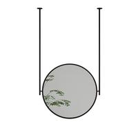 FGXHHS Specchio Rotondo da Appendere al soffitto, Specchio da Bagno con Cornice in Metallo per casa o Hotel (Nero, 60x60 cm)