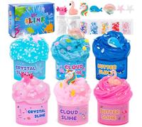 FGZU Fluffy Slime Kit, 3 Texture - Butter Slime, Cloud Slime e Clear Slime, Kit Slime per Bambini con Unicorn Axolotl Slime Charms, Festa Regalo di Compleanno per Ragazze Ragazzi