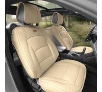 FH group car Seat covers Front Set Solid Beige Faux Leather Seat cushi
