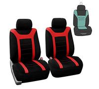 FH Group Coprisedili per auto sportivi, solo sedili anteriori, compatibili con airbag, rosso e nero, coprisedili per auto, design universale, accessori per interni auto, camion, SUV