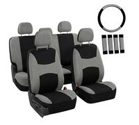FH Group Coprisedili universali per auto, set combinato con coprivolante e imbottitura per cintura di sicurezza, adatti alla maggior parte di auto, SUV e camion (compatibili con airbag e sedile diviso