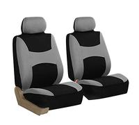 FH GROUP FB030GRAYBLACK102 Coprisedili universali leggeri e ventilati in tessuto piatto grigio nero per auto, si adattano alla maggior parte delle auto, SUV e camion