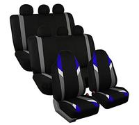 FH GROUP FB133128 - Coprisedili modernisti a tre file, colore blu/nero, adatti alla maggior parte delle auto, camion, SUV o furgoni