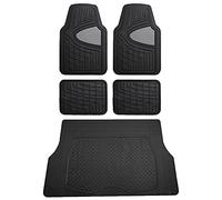 FH Group Premium Liners Tappetini in gomma, ritagliabili, set completo con rivestimento in vinile ritagliabile (nero), universali, adatti per auto, camion e SUV