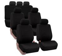 FH GROUP Set completo di coprisedili per auto, 3 file di 7 passeggeri, universale, per auto, camion e SUV (nero solido) FB050217