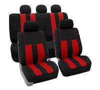FH Group Set completo di coprisedili per auto, in tessuto rosso, universali, coprisedili anteriori con schienale basso, compatibili con airbag, sedili posteriori divisi, coprisedili per auto, SUV,