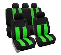 FH GROUP Set completo di coprisedili per auto, in tessuto verde, universali, coprisedili anteriori con schienale basso, compatibili con airbag, sedile posteriore diviso, lavabili, per SUV, berlina,