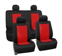 FH GROUP Set completo di coprisedili per auto, universali, in neoprene, per sedili anteriori con schienale basso, tinta unita, lavabile, per SUV, berlina, furgone, rosso