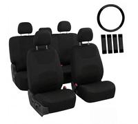 FH GROUP Set coprisedili in tessuto per auto, universali anteriori e posteriori sdoppiati, compatibili con airbag, lavabili per SUV, berline, furgoni, nero