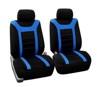FH GROUP Set di coprisedili anteriori in tessuto blu, coprisedili per auto con schienale basso, con poggiatesta rimovibile, universali, compatibili con airbag, per SUV, berlina, furgone