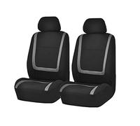 FH Group Set di coprisedili anteriori in tessuto, coprisedili per auto con schienale basso, con poggiatesta rimovibile, universali, lavabili per SUV, berlina, furgone, grigio