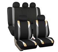 FH GROUP Set di coprisedili anteriori in tessuto, coprisedili per auto con schienale basso, con poggiatesta rimovibile, misura universale, coprisedili per auto, compatibili con airbag, per SUV