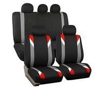 FH Group Set di coprisedili anteriori in tessuto, coprisedili per auto con schienale basso, con poggiatesta rimovibile, misura universale, coprisedili per auto, compatibili con airbag, per SUV