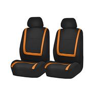 FH Group, set di coprisedili anteriori in tessuto, per auto con schienale basso, SUV, berlina, furgone, con poggiatesta rimovibile, universali, lavabili, arancione
