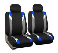 FH GROUP Set di coprisedili anteriori in tessuto per sedili auto con schienale basso con poggiatesta rimovibile, misura universale, compatibile con airbag, per SUV, berlina, furgone, blu