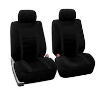 FH GROUP Set di coprisedili anteriori in tessuto sportivo, compatibili con airbag e adatti per poggiatesta staccabili, misura universale per auto, camion e SUV (nero) FB070102