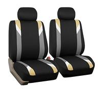 FH GROUP Set di coprisedili anteriori per auto con schienale basso, con poggiatesta rimovibile, misura universale, compatibile con airbag, per SUV, berlina, furgoni, beige