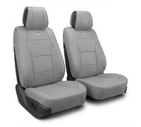 FH GROUP Set di coprisedili anteriori per auto, in ecopelle, coprisedili per auto, per sedili posteriori bassi, universali, compatibili con airbag, per SUV, berlina, grigio tinta unita