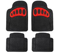 FH Group Tappetini per auto in gomma resistente, design con impronte, set completo, universali, impermeabili, adatti per la maggior parte delle berline, SUV, camion, colore rosso