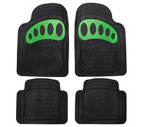 FH Group Tappetini per auto in gomma resistente, design con impronte, set completo, universali, impermeabili, adatti per la maggior parte delle berline, SUV, camion, colore verde