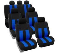 FH group Three Row Striking Striped Full Set car Seat covers, Airbag compatible Split Ready - Universal Fit for cars Trucks SUVs (Blue) FB036217
