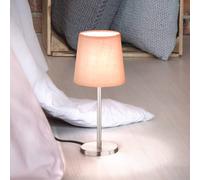 FH Lighting Eve lampada da tavolo, paralume lino nichel/rosa FH Lighting