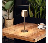 FH Lighting Lampada da tavolo a LED a batteria Roxi, color caffè, metallo, IP54, dimmerabile FH Lighting