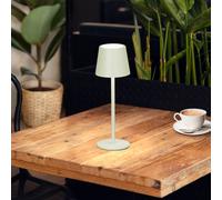 FH Lighting Lampada da tavolo a LED a batteria Roxi, verde menta, metallo, IP54, dimmerabile FH Lighting