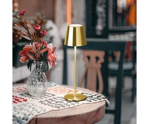 FH Lighting Lampada da tavolo LED a batteria Viletto, color ottone, IP54 FH Lighting