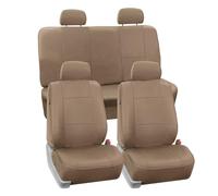 FH-PU001114 PU Leather Car Seat Covers Solid Tan color by FH Group