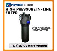 FH100 1-1/4 " Bsp 6 & 10Micron ad Alta Pressione Inline Filtro C/W Visual Frecce