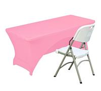 Fhberni Copritavolo in Spandex Tovaglia da tavolo in poliestere elasticizzata con retro aperto - 6FT/183CM, rosa