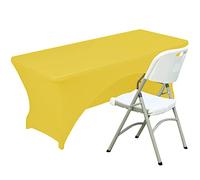 Fhberni Copritavolo in Spandex Tovaglia da tavolo in poliestere elasticizzata con retro aperto - 8FT/244CM, giallo