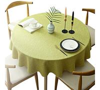 Fhberni Tovaglia rotonda pesante, copritavolo decorativo a tinta unita, tovaglia in lino di cotone per la decorazione della tavola di casa e della cucina, Giallo senape, rotondo - 160 cm