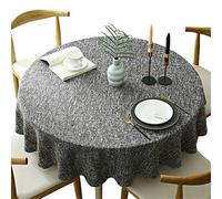 Fhberni Tovaglia rotonda pesante, copritavolo decorativo a tinta unita, tovaglia in lino di cotone per la decorazione della tavola di casa e della cucina, Grigio scuro, rotondo - 180 cm