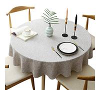 Fhberni Tovaglia rotonda pesante, copritavolo decorativo a tinta unita, tovaglia in lino di cotone per la decorazione della tavola di casa e della cucina, Abbronzatura, rotondo - 120 cm