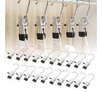 FHBHJNATC 20 Pezzi Grucce Pantaloni, Grucce con Pinze, Ganci con Pinza da Appendere, Clip Metallica Antiscivolo Multifunzionale, Adatta per il Bloccaggio di Vestiti, Calze, Pantaloni, Scarpe (Nero)