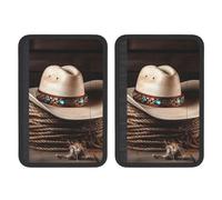 FHEBNDS American West Rodeo Hat Copertura per cintura di sicurezza auto, confezione da 2, universale, morbida e confortevole, imbottitura per cintura di sicurezza per zaino, spalla, cuscino per collo