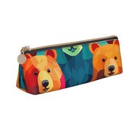 FHEBNDS Astuccio per trucchi con orsi colorati, per donne e uomini, grande, estetico, portamonete, in pelle, con cerniera, organizer da ufficio, accessori da viaggio