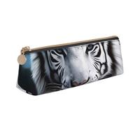 FHEBNDS Astuccio per trucchi con tigre bianca, per donne e uomini, grande, estetico, portamonete, in pelle, con cerniera, organizer da ufficio, accessori da viaggio