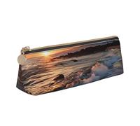 FHEBNDS Beach Maui Hawaii Sunset Sea Waves Clouds Trousse per il trucco per donne e uomini, grande astuccio estetico, portamonete, in pelle, con cerniera, organizer da ufficio e da viaggio