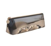 FHEBNDS Beauty case da spiaggia con cuore di sabbia per donne e uomini, grande astuccio estetico, portamonete, borsa cosmetica in pelle con cerniera, organizer per ufficio e accessori da viaggio