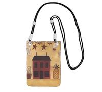 FHEBNDS Beige marrone Casa e frutta Borse a tracolla per le donne Trendy Piccolo viaggio cellulare borsa telefono cellulare borse portafoglio per uomo nero, nero, taglia unica